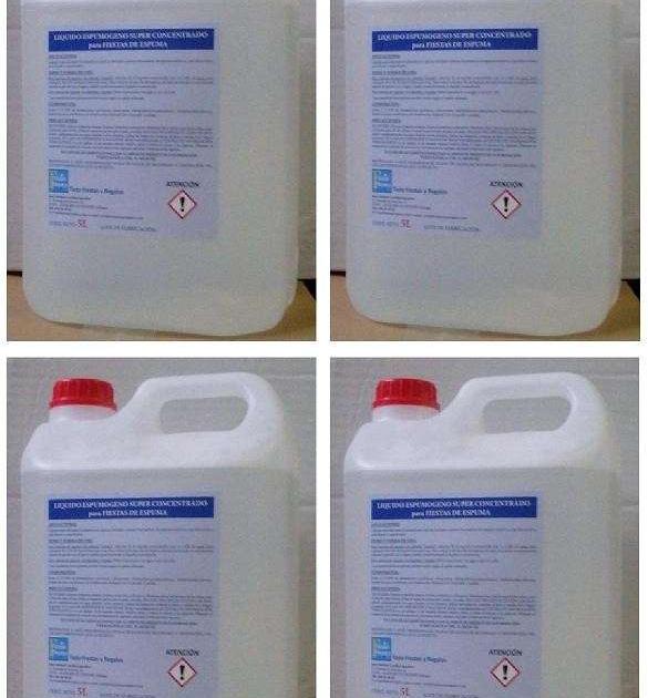 4 garrafas de Espumógeno SUPER CONCENTRADO para fiestas de la espuma. 5L cada garrafa.